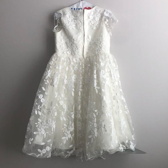 Princess Daliana Anthropologie Lindi Lace Piping White Flower Girl Dress Size 10 - Picture 11 of 12